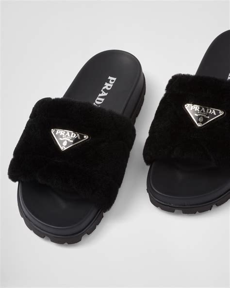 prada fluffy slippers|prada fluffy slides.